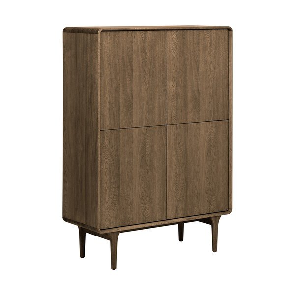Tamsiai rudos spalvos spintelė iš ąžuolo 100x140x40 cm Darwin – House Nordic
