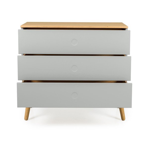 Pilka komoda su ąžuolinėmis kojomis Tenzo Dot, 90 x 79 cm-image-3