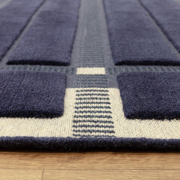 Rankų darbo tamsiai mėlynos spalvos/smėlio spalvos iš vilnos kilimas 120x170 cm – Asiatic Carpets-image-3
