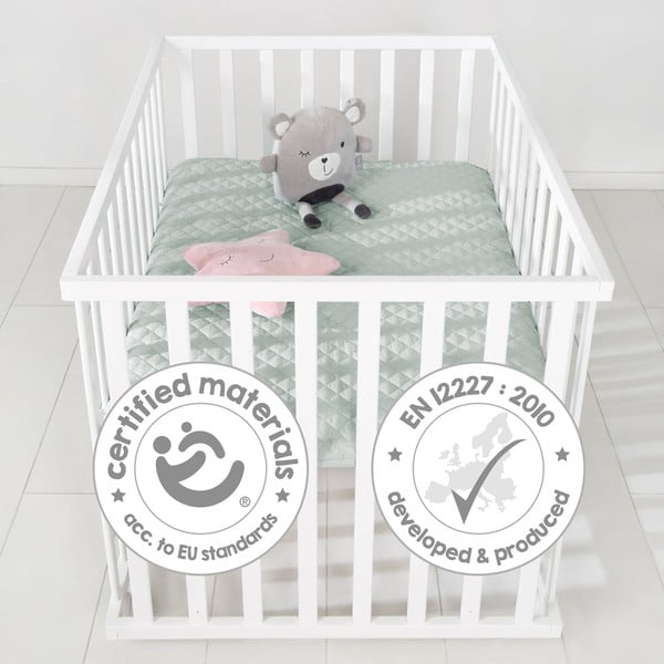 Baltos spalvos maniežas vaikams ant ratukų 100x75 cm Style – Roba-image-4