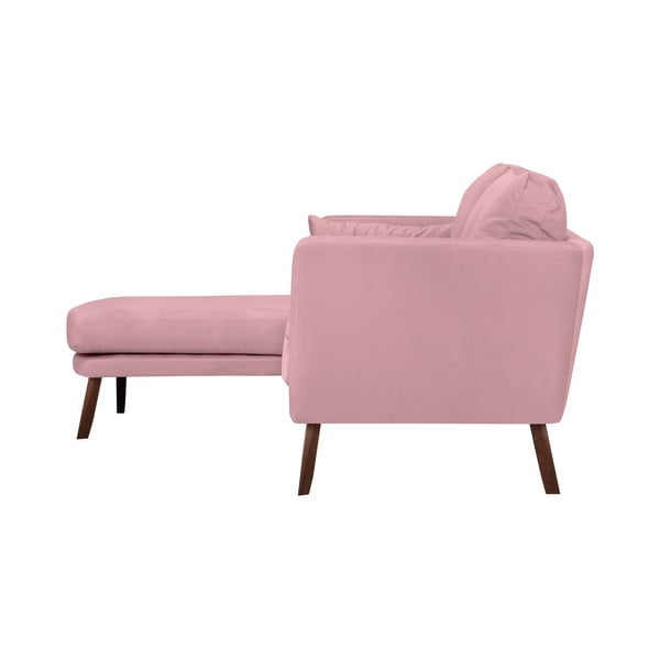Šviesiai rožinė trijų vietų sofa Mazzini Sofas Elena, su šezlongu kairiajame kampe-image-3