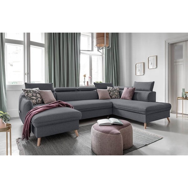 Sulankstoma kampinė sofa tamsiai pilkos spalvos (su dešiniuoju kampu) Sweet Harmony – Miuform-image-4