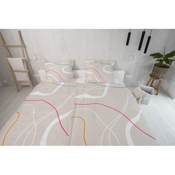 Iš satino medvilnės viengulė patalynė smėlio spalvos 140x200 cm Little Touch of Colours – Butter Kings-image-2