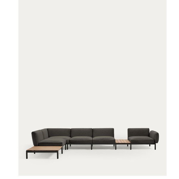 Tamsiai pilkos spalvos iš audinio sodo sofa (su kairiuoju kampu) Sorells – Kave Home-image-3