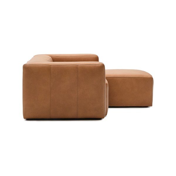 Rudos spalvos kampinė sofa iš odos (su dešiniuoju kampu/su gultu) Blok – Kave Home-image-3