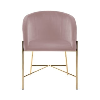 Pastelinės rožinės spalvos kėdė su aukso spalvos kojomis Interstil Nelson