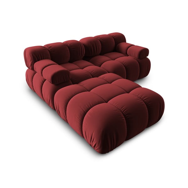 Kampinė sofa raudonos spalvos iš velveto Bellis – Micadoni Home-image-4