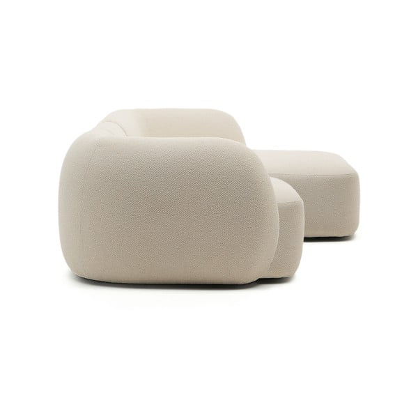Kreminės spalvos iš šenilinio audinio kampinė sofa (su dešiniuoju kampu/su gultu) Martina – Kave Home-image-3
