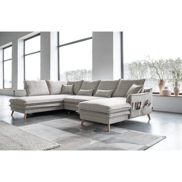 Sulankstoma kampinė sofa smėlio spalvos (su kairiuoju kampu/„U“ formos) Charming Charlie – Miuform-image-4