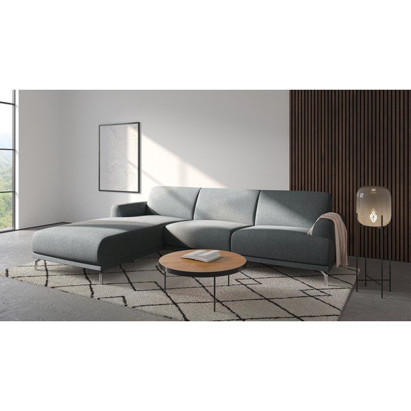 Šviesiai pilka kampinė sofa MESONICA Puzo, kairysis kampas-image-1