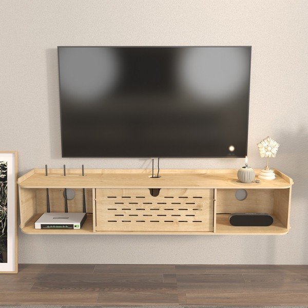 Natūralaus ąžuolo TV staliukas 116,5x19,5 cm Sima - Kalune Design-image-2