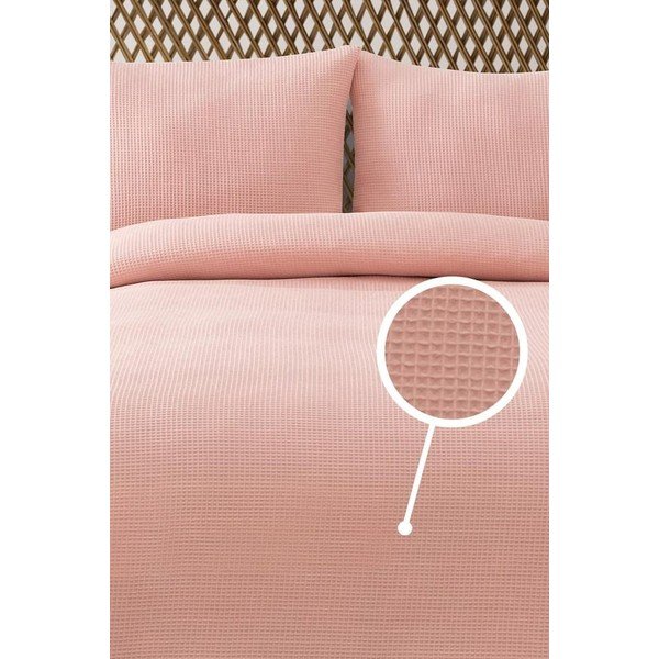 Lovatiesė rožinės spalvos 200x220 cm Waffle – Mijolnir-image-1