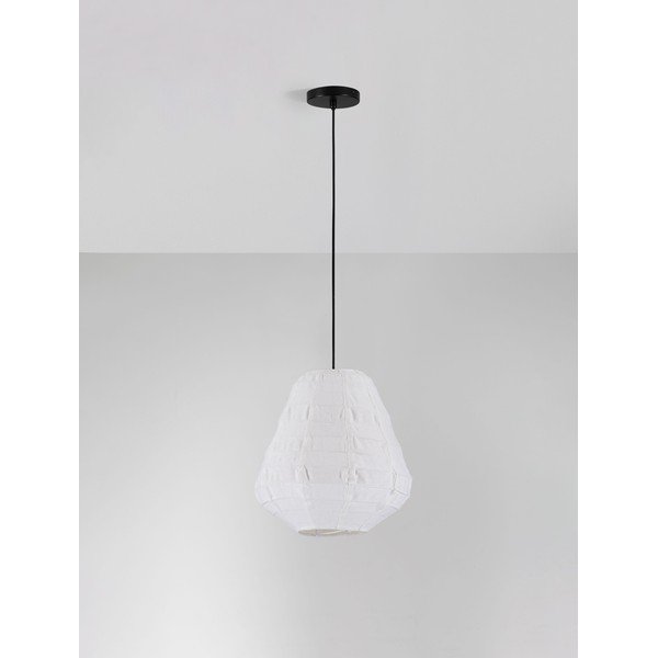 Baltos spalvos iš lino kabantis šviestuvas ø 36 cm Linnet – Nova Luce-image-2