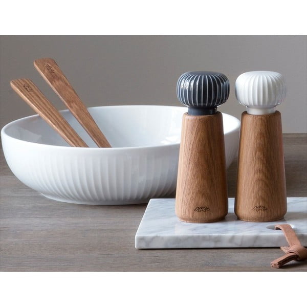 Prieskonių malūnėlis iš ąžuolo medienos su antracito spalvos porceliano detalėmis Kähler Design Hammershoi, aukštis 17,5 cm-image-1