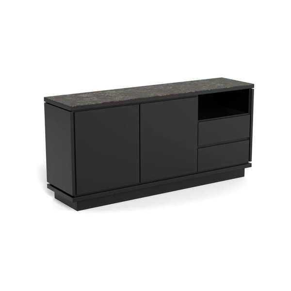 Juodos spalvos iš MDF plokštės šoninė spintelė 160x75x40 cm Tribeca – Actona
