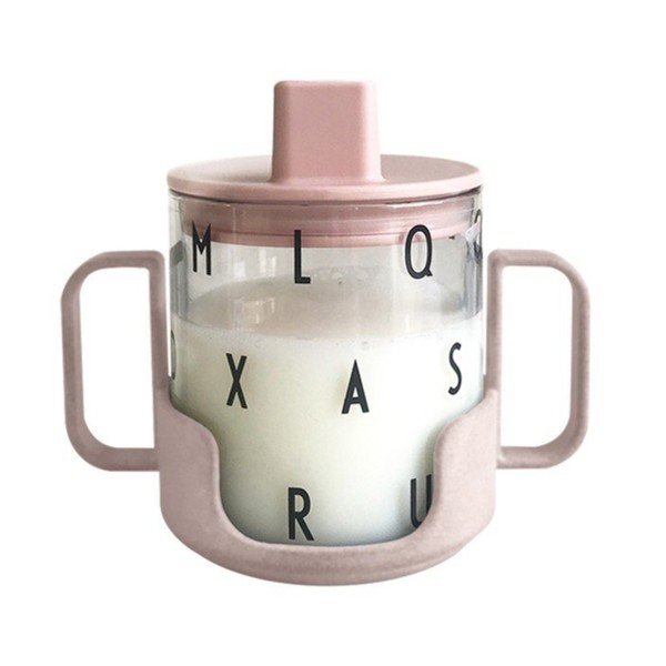 Rožinės spalvos puodelis Design Letters Grow With Your Cup