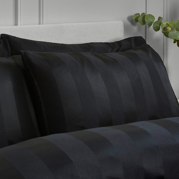 Juodos spalvos iš satino viengulė patalynė 135x200 cm So Soft Satin Stripe – Catherine Lansfield-image-3