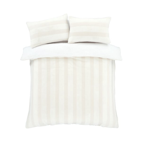 Iš mikropliušo viengulė patalynė kreminės spalvos 135x200 cm Stripe Fur – Bianca