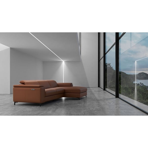 Kampinė sofa konjako rudos spalvos iš odos (su dešiniuoju kampu) Brito – MESONICA-image-1