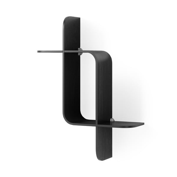 Iš kaučiukmedžio masyvo kelių aukštų sieninė lentyna juodos spalvos 62 cm Montage – Umbra-image-3