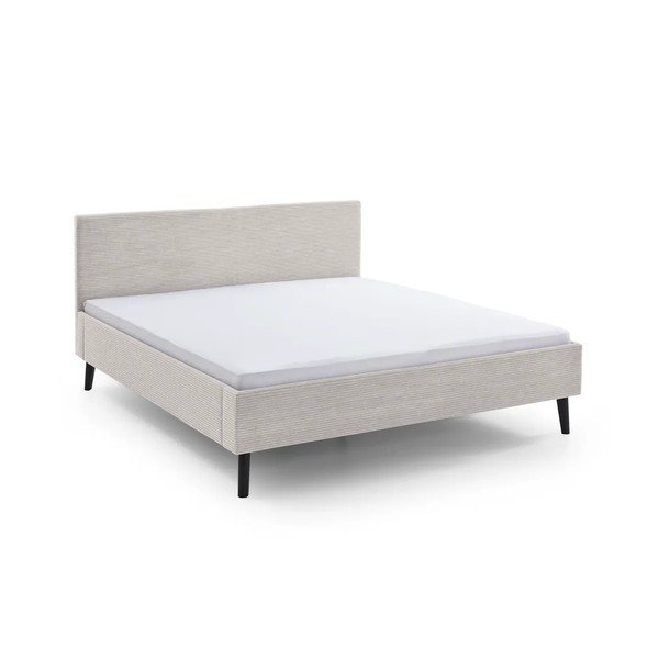 Smėlio spalvos dvigulė lova audiniu dengta be grotelių 180x200 cm Avola – Meise Möbel