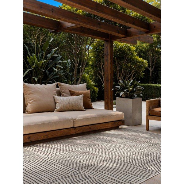 Juodos spalvos/kreminės spalvos lauko ir vidaus kilimas 160x230 cm Haringey Nightingale – Ted Baker-image-1