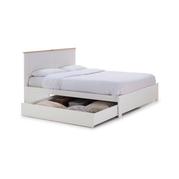 Balta dvigulė lova su daiktadėže 140x190 cm Gabi - Marckeric-image-4