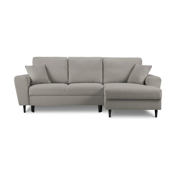 Šviesiai pilkos spalvos iš boucle sulankstoma/su sandėliavimo vieta kampinė sofa (su dešiniuoju kampu/su gultu) Kyoto – Cosmopolitan Design