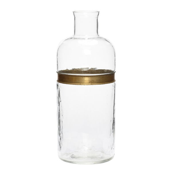 Stiklinis butelis su žalvariniu žiedu Hübsch Reba