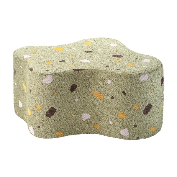 Žalios spalvos iš boucle/iš šenilinio audinio vaikiškas pufas Terrazzo Cloud – Wigiwama
