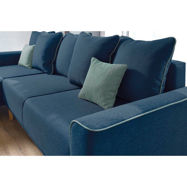 "Bobochic Paris Mola" tamsiai mėlyna kampinė sofa-lova, kairysis kampas-image-1