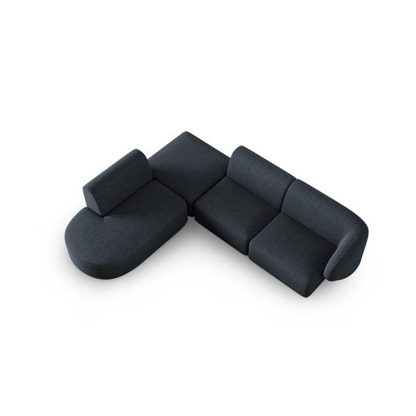 Mėlynos spalvos iš šenilinio audinio kampinė sofa (su kairiuoju kampu/„L“ formos) Paolo – Milo Casa-image-1