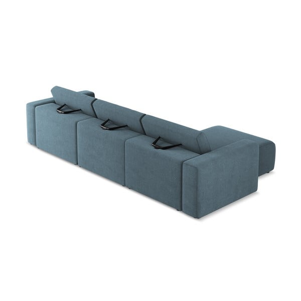 Mėlynos spalvos modulinė kampinė sofa (su kairiuoju kampu) Kalea – Makamii-image-4