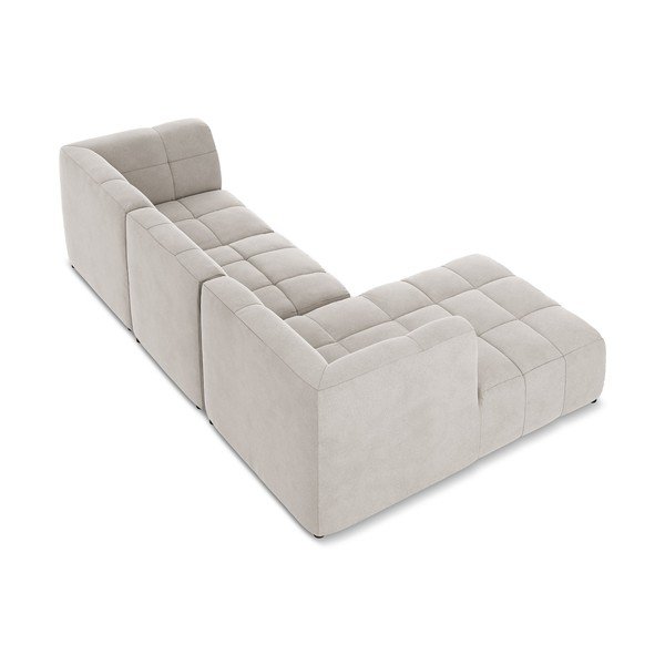 Smėlio spalvos kampinė sofa iš velveto (su kairiuoju kampu/su gultu) Aloha – Makamii-image-4