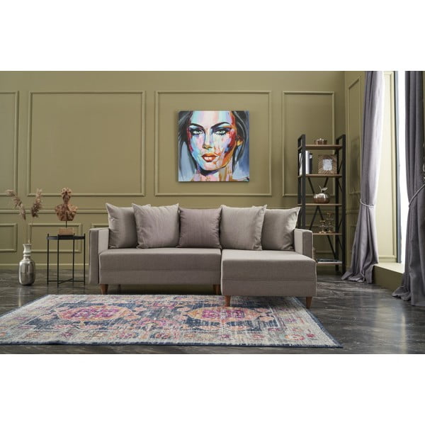 Sulankstoma kampinė sofa smėlio spalvos (su dešiniuoju kampu) Aydam – Balcab Home-image-1