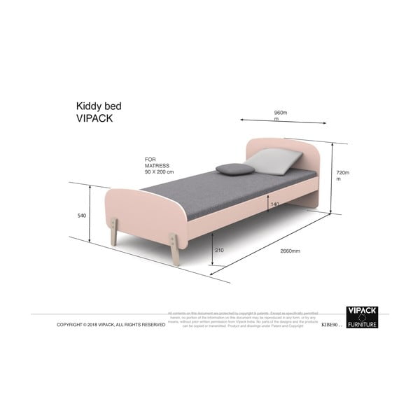"Vipack Kiddy Menthol" vaikiškos lovytės lova, 200 x 90 cm-image-1