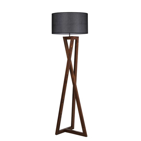 Pastatomas šviestuvas juodos spalvos/rudos spalvos (aukštis 149 cm) su tekstiliniu gaubtu Maçka – Opviq lights