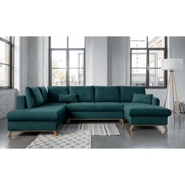 Turkio spalvos sofa-lova U formos Miuform Scandic Lagom, kairysis kampas-image-1