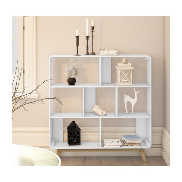 Knygų spinta  baltos spalvos 122x126 cm Caitlin – Støraa-image-3