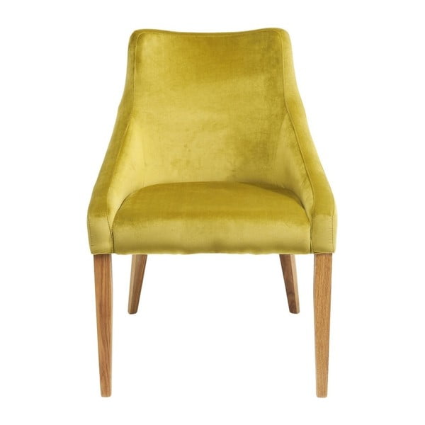 Geltonos spalvos fotelis su buko medienos kojomis Kare Design Mode