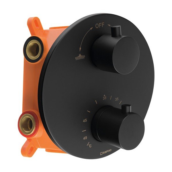 Dušo kambariui čiaupas matinės juodos spalvos po priedanga (su 2 lizdais) – Sapho