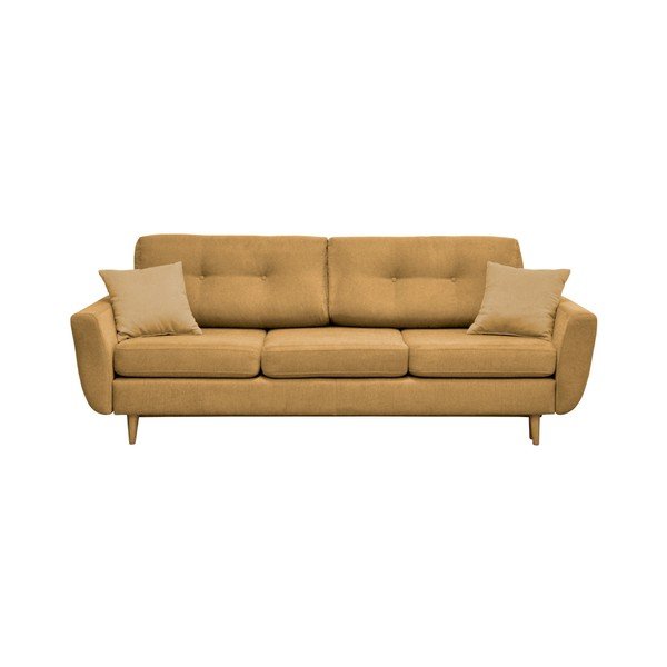 Geltonos spalvos sofa lova su šviesiomis kojomis Mazzini Sofos Rose-image-4