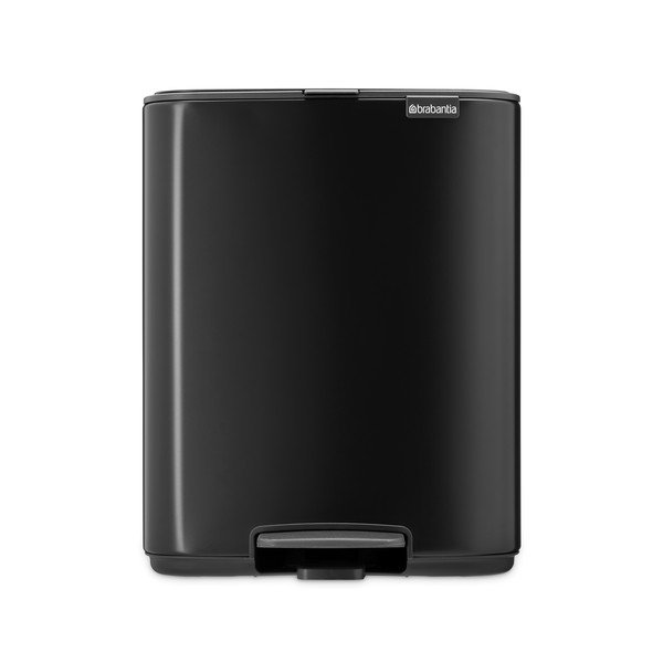 Matinės juodos spalvos šiukšliadėžė iš plieno su pedalu 12 l Bo – Brabantia-image-4