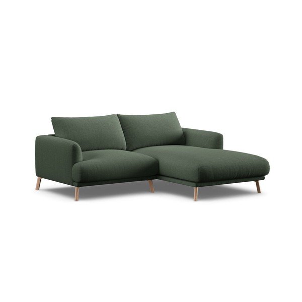 Žalios spalvos kampinė sofa (su dešiniuoju kampu/su gultu) Naomi – Micadoni 
