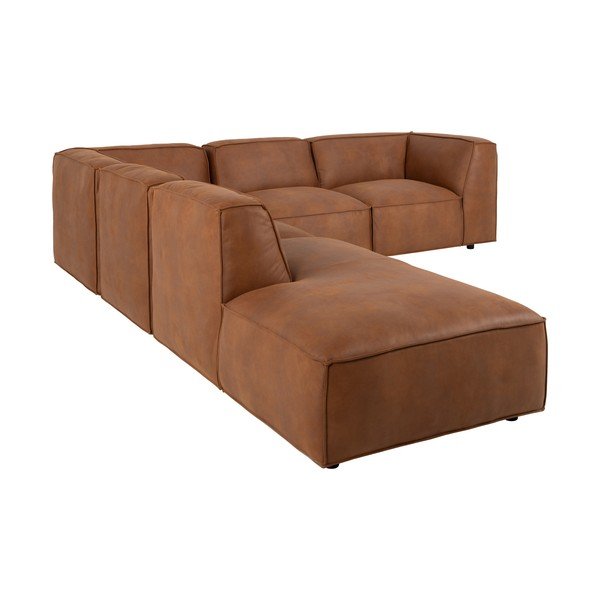 Kampinė sofa konjako rudos spalvos iš dirbtinės odos (su kairiuoju kampu) Fairfield Kentucky – Bonami Selection-image-4
