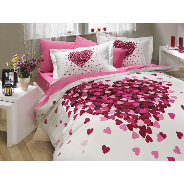 Dvivietės lovos paklodė su medvilninio poplino paklode Juana Lilac, 200 x 220 cm