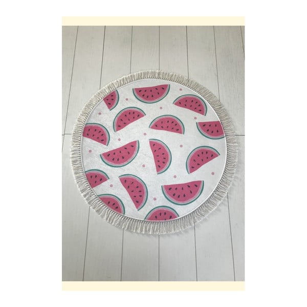 "Tropica" Arbūzas baltos ir rožinės spalvos vonios kilimėlis, ⌀ 100 cm