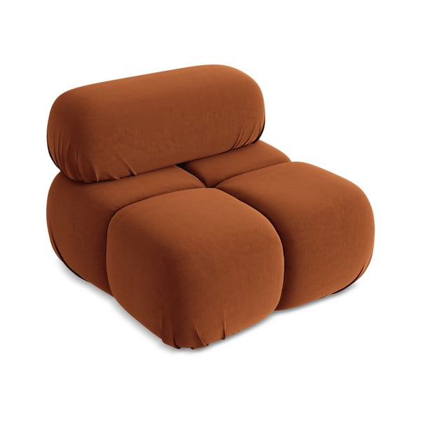 Oranžinės spalvos iš velveto modulinė sofos dalis (modulinė) Lokua – Makamii-image-3