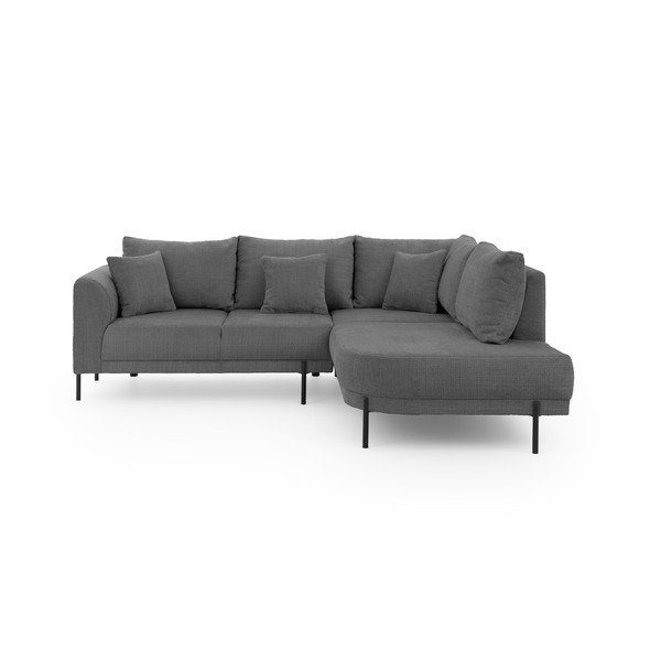 Tamsiai pilkos spalvos kampinė sofa iš šenilinio audinio (su dešiniuoju kampu/„L“ formos) Mauris  – Ropez