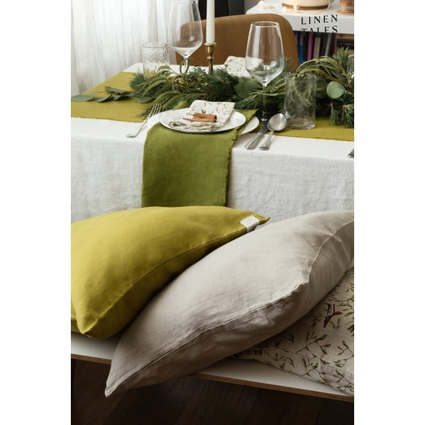 Iš lino dekoratyvinis pagalvės užvalkalas 45x45 cm Moss Green – Linen Tales-image-2